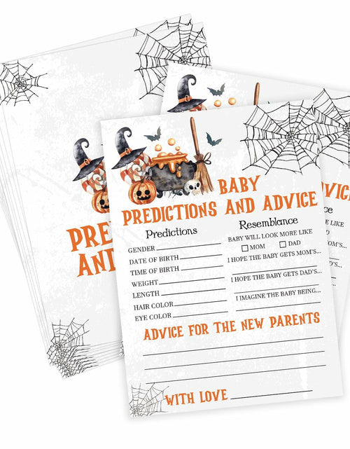 Load image into Gallery viewer, Tuyashua Halloween Baby Shower Prediction Advice Cards Set of 30 Orange Black
