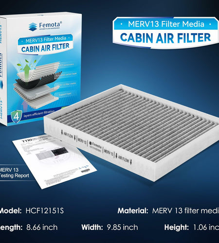 Femota MERV 13 Cabin Air Filter Activated Carbon CF12151 Hyundai Sonata 2015-19