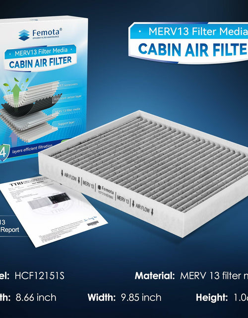 Load image into Gallery viewer, Femota MERV 13 Cabin Air Filter Activated Carbon CF12151 Hyundai Sonata 2015-19
