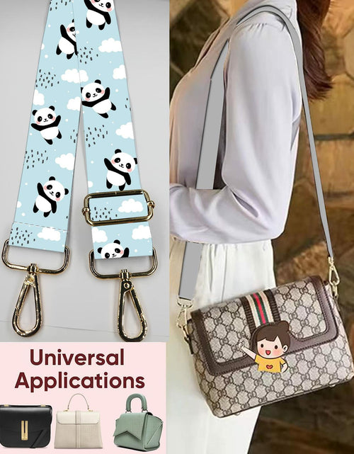 Load image into Gallery viewer, DANHRO Wide Adjustable Purse Crossbody Shoulder Strap Blue Pandas Rainbow Size L
