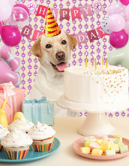 Load image into Gallery viewer, RANERVZ Pink Dog Paw Birthday Decorations Foil Curtain 3.3x6.6ft
