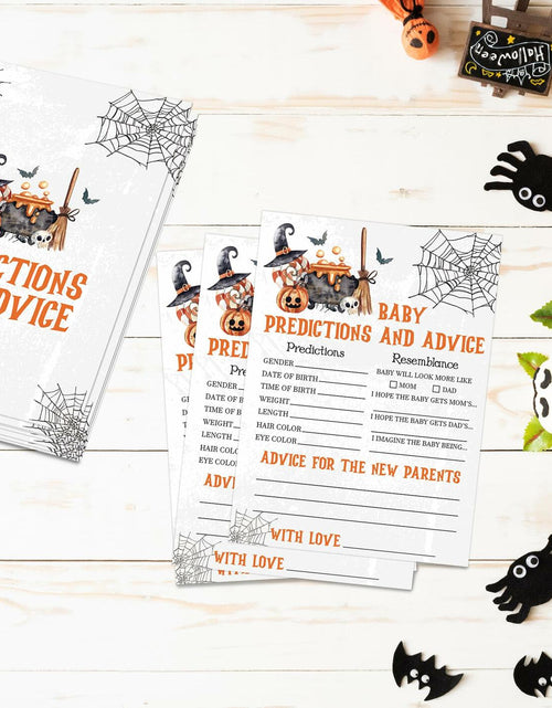 Load image into Gallery viewer, Tuyashua Halloween Baby Shower Prediction Advice Cards Set of 30 Orange Black

