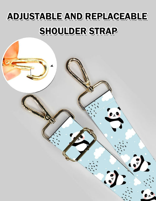Load image into Gallery viewer, DANHRO Wide Adjustable Purse Crossbody Shoulder Strap Blue Pandas Rainbow Size L
