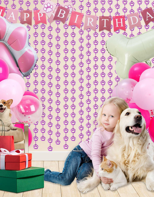 Load image into Gallery viewer, RANERVZ Pink Dog Paw Birthday Decorations Foil Curtain 3.3x6.6ft
