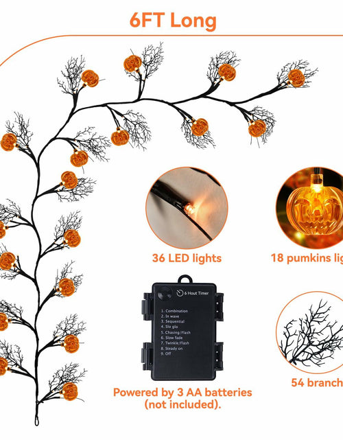 Load image into Gallery viewer, Slixune 6FT Halloween Willow Vine Twig Garland 45 LED Orange Lights
