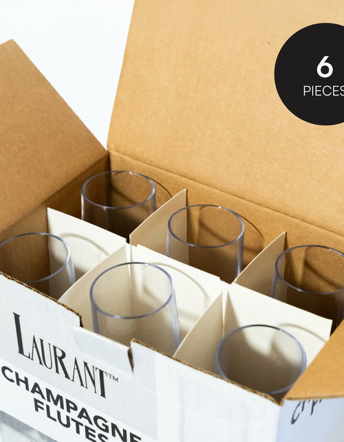 Load image into Gallery viewer, LAURANT Crystal Clear Plastic Champagne Flutes 6.25oz Set of 6 BPA Free USA
