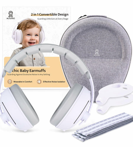 ALICHIC 2-in-1 Convertible Baby Noise Cancelling Earmuffs Infant Toddler