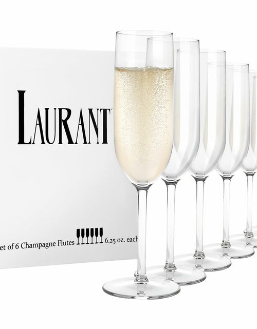 Load image into Gallery viewer, LAURANT Crystal Clear Plastic Champagne Flutes 6.25oz Set of 6 BPA Free USA
