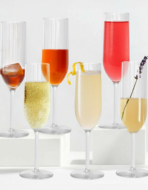 Load image into Gallery viewer, LAURANT Crystal Clear Plastic Champagne Flutes 6.25oz Set of 6 BPA Free USA
