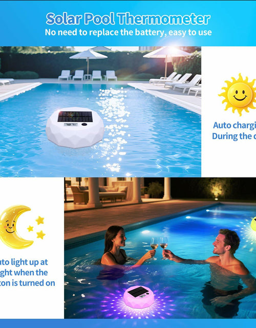 Load image into Gallery viewer, Glarepo Digital Pool Thermometer Floating Large LCD Solar Powered Colorful 1in
