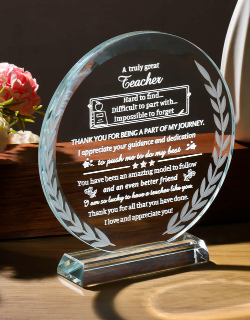 Load image into Gallery viewer, Movdyka Teacher Appreciation Crystal Plaque Decor Clear Circle
