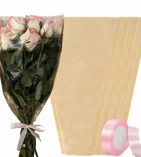 YosiMing Kraft Flower Wrapping Bags 50Pcs 22x14 Inches Brown Floral