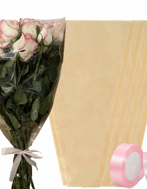 Load image into Gallery viewer, YosiMing Kraft Flower Wrapping Bags 50Pcs 22x14 Inches Brown Floral
