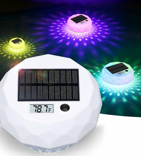 Glarepo Digital Pool Thermometer Floating Large LCD Solar Powered Colorful 1in