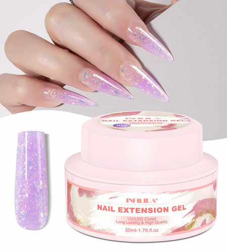 NXJ INFILILA Purple Glitter Poly Nail Gel Builder Glossy Thickening P12 15ML