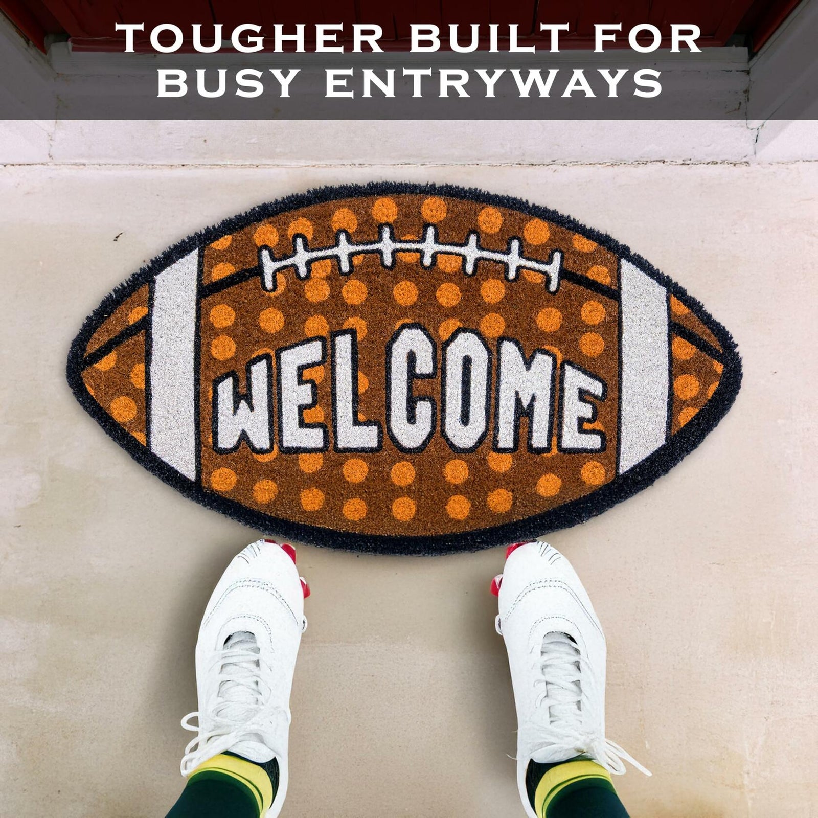 MAINEVENT Fall Football Door Mat 30x17 Inch Outdoor Coir Welcome Rug