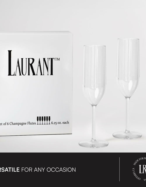 Load image into Gallery viewer, LAURANT Crystal Clear Plastic Champagne Flutes 6.25oz Set of 6 BPA Free USA
