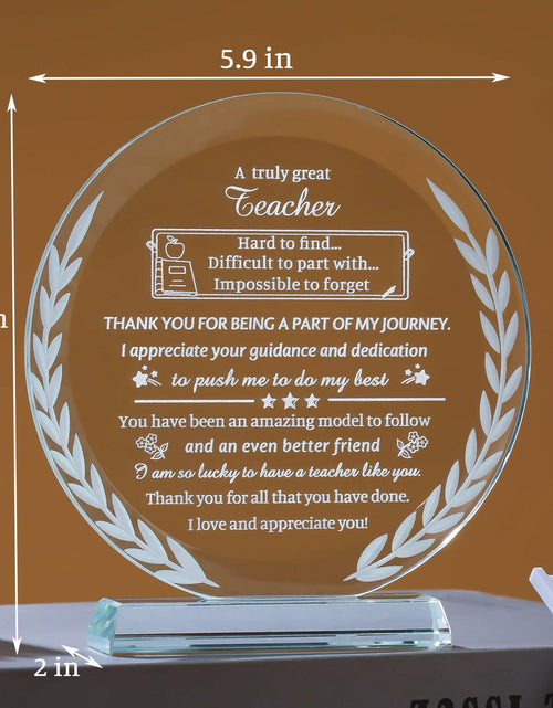 Load image into Gallery viewer, Movdyka Teacher Appreciation Crystal Plaque Decor Clear Circle

