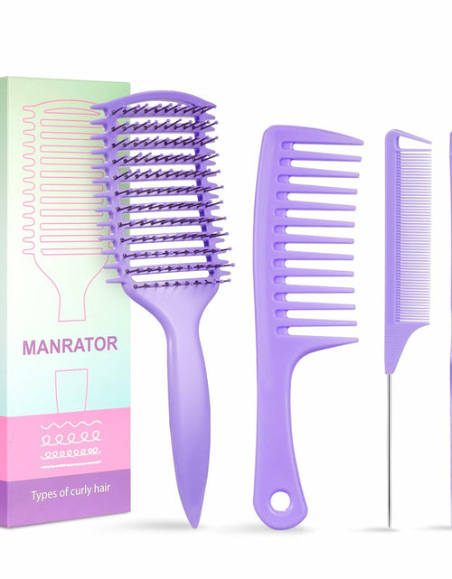 Load image into Gallery viewer, manrator Curl Defining Brush Purple Vented Detangling Frizz Control Hair
