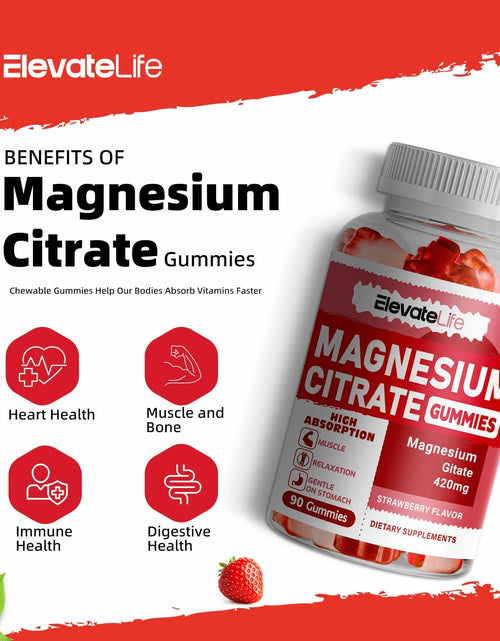 Load image into Gallery viewer, BestBy09/26 ElevateLife Magnesium Citrate Gummies 420mg 90 Vegan Strawberry
