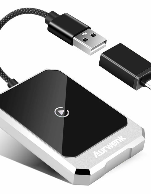 Load image into Gallery viewer, Aurwenk Wireless CarPlay Adapter for iPhone Mini Dongle Silver Plug &amp; Play

