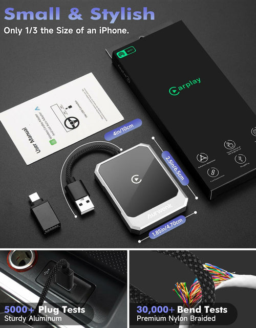 Load image into Gallery viewer, Aurwenk Wireless CarPlay Adapter for iPhone Mini Dongle Silver Plug &amp; Play
