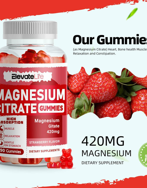 Load image into Gallery viewer, BestBy09/26 ElevateLife Magnesium Citrate Gummies 420mg 90 Vegan Strawberry
