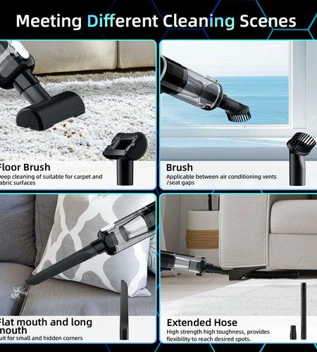 ALIOBC Car Vacuum Cleaner Cordless Handheld 9kpa Portable Black