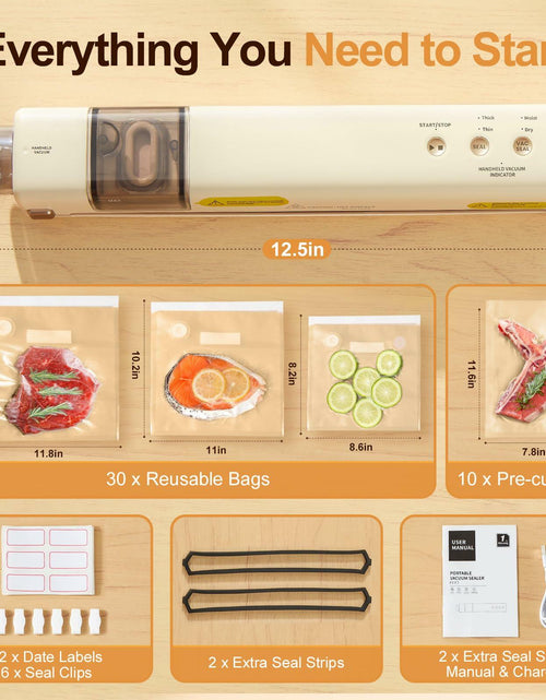 Load image into Gallery viewer, EUUZ 2-in-1 Vacuum Sealer with 40 Bags, Automatic, Beige, Handheld &amp; Countertop
