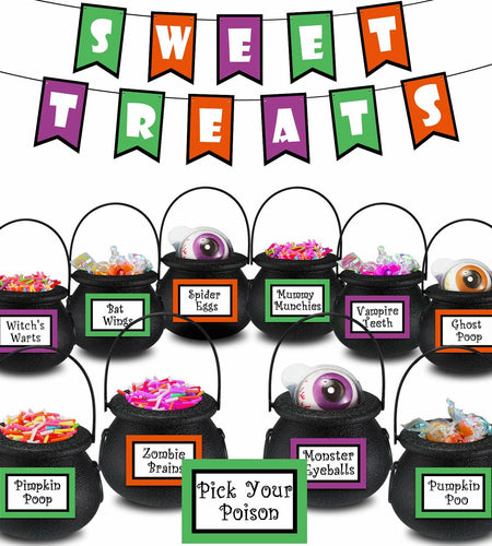 Meanplan Halloween Witch Party Favors Black Mini Cauldrons 2.8" 12pcs