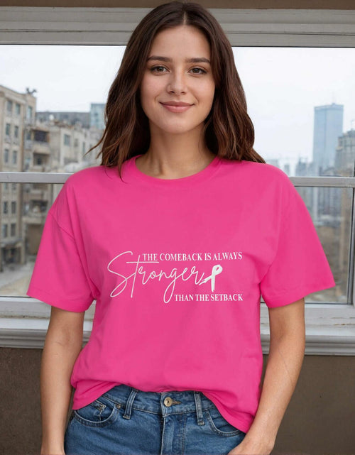 Load image into Gallery viewer, FYAPHION Breast Cancer Awareness Shirt Pink Ribbon Support Tee 08 Pink Size S
