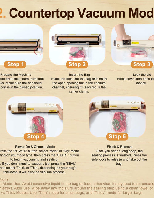 Load image into Gallery viewer, EUUZ 2-in-1 Vacuum Sealer with 40 Bags, Automatic, Beige, Handheld &amp; Countertop

