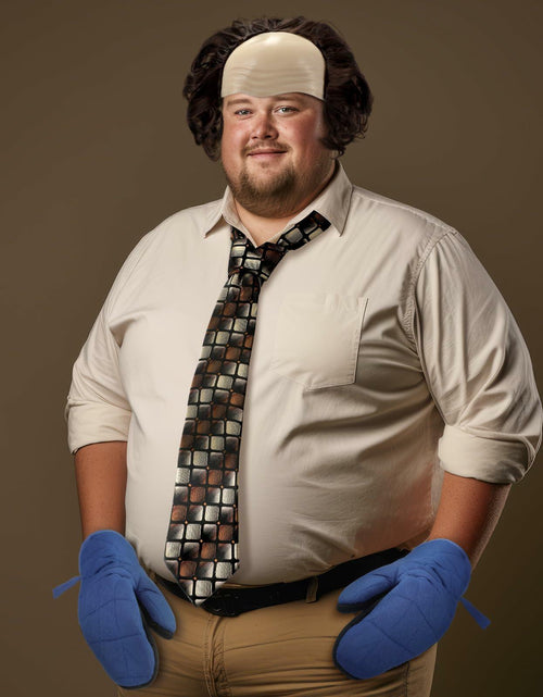 Load image into Gallery viewer, Yearntown Halloween Bald Man Costume Set Brown Wig Bald Cap Gloves One Size
