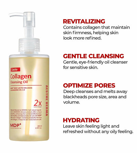 MDP+ Red Lacto Collagen Cleansing Oil 2.0 Pore Control 6.76oz 200ml
