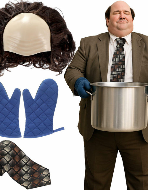 Load image into Gallery viewer, Yearntown Halloween Bald Man Costume Set Brown Wig Bald Cap Gloves One Size

