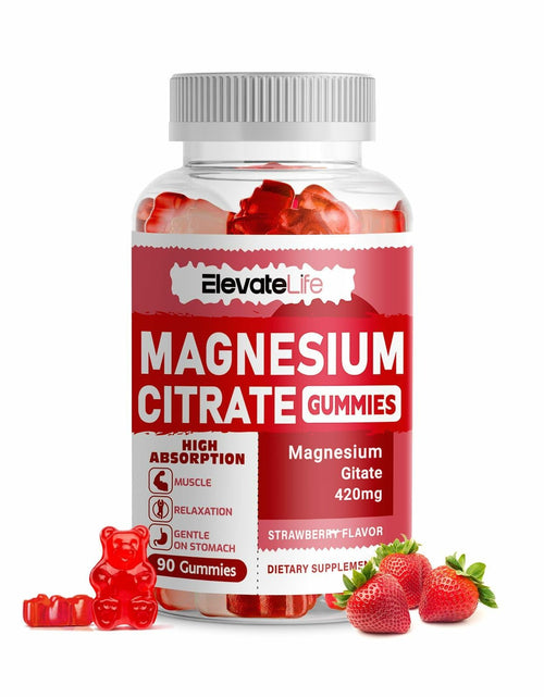 Load image into Gallery viewer, BestBy09/26 ElevateLife Magnesium Citrate Gummies 420mg 90 Vegan Strawberry
