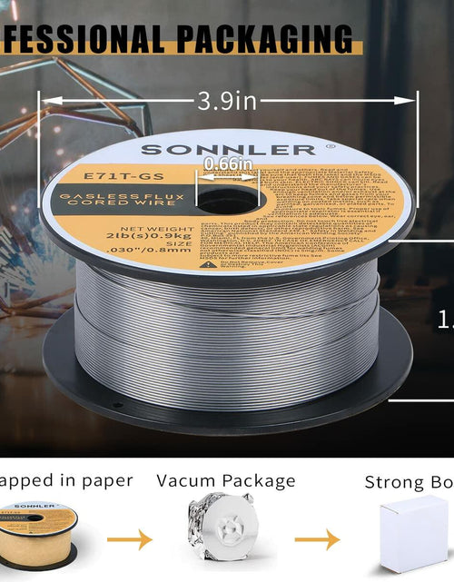 Load image into Gallery viewer, SONNLER Flux Core Welding Wire E71T-GS .030 0.8mm 2LB Carbon Steel
