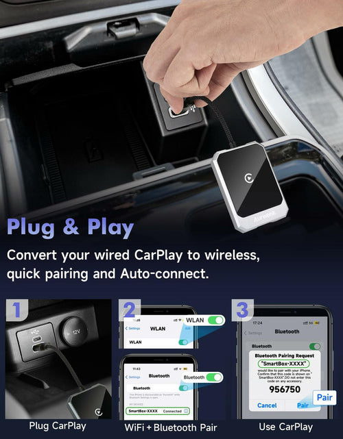 Load image into Gallery viewer, Aurwenk Wireless CarPlay Adapter for iPhone Mini Dongle Silver Plug &amp; Play
