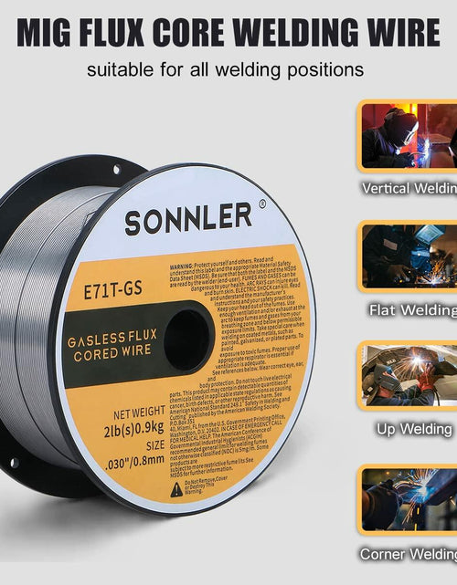 Load image into Gallery viewer, SONNLER Flux Core Welding Wire E71T-GS .030 0.8mm 2LB Carbon Steel
