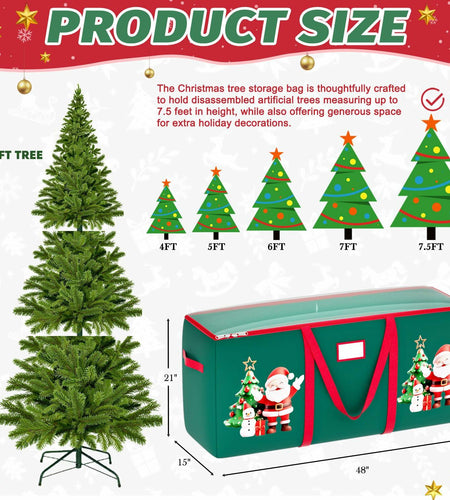 WUPIOS Christmas Tree Storage Bag 7.5FT Waterproof Green 1 Pack