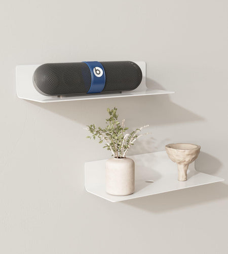 RRG 12 Inch Acrylic Floating Shelves 2 Pack Wall Mounted White
