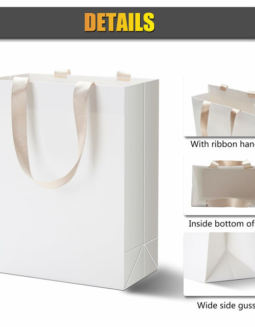 Load image into Gallery viewer, YUEYANG White Paper Gift Bags with Handles 8x4.25x10 inch 20Pcs
