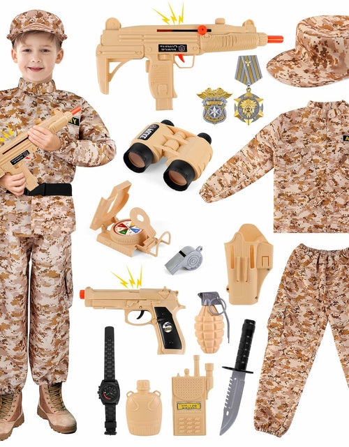 Load image into Gallery viewer, deAO Army Soldier Dress Up Costume Set with Helmet Yellow Size M
