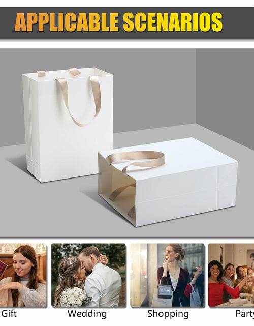 Load image into Gallery viewer, YUEYANG White Paper Gift Bags with Handles 8x4.25x10 inch 20Pcs
