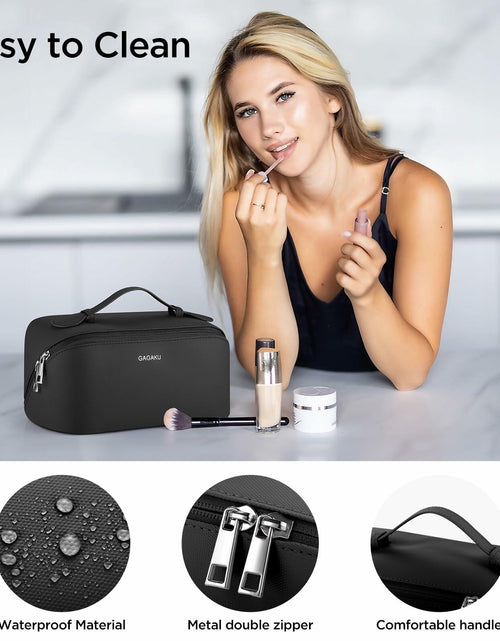 Load image into Gallery viewer, GAGAKU Large Travel Makeup Bag Waterproof Cosmetic Organizer Black
