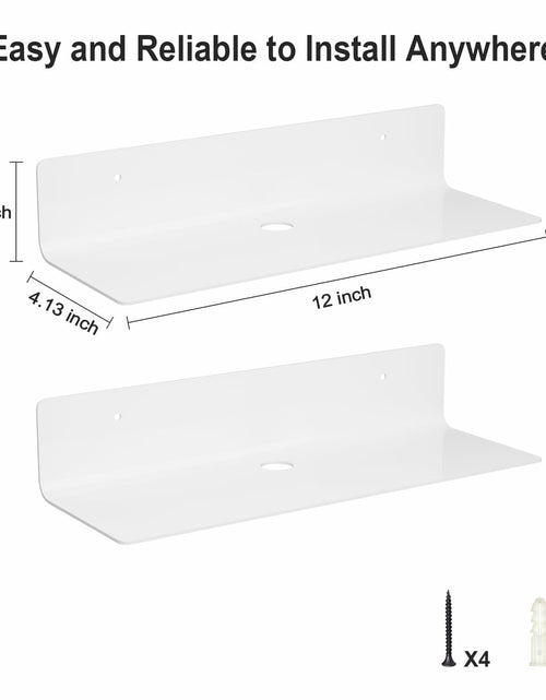 Load image into Gallery viewer, RRG 12 Inch Acrylic Floating Shelves 2 Pack Wall Mounted White
