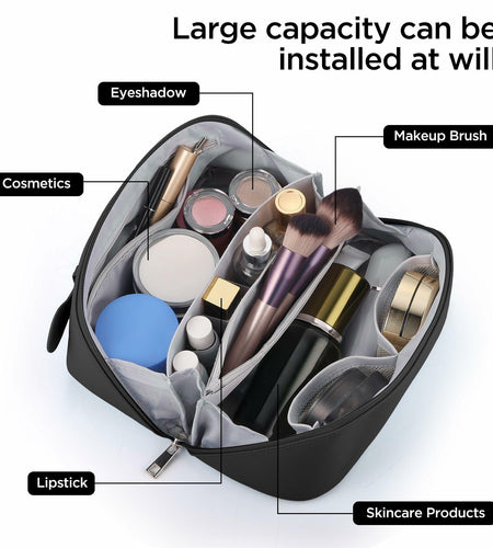 GAGAKU Large Travel Makeup Bag Waterproof Cosmetic Organizer Black