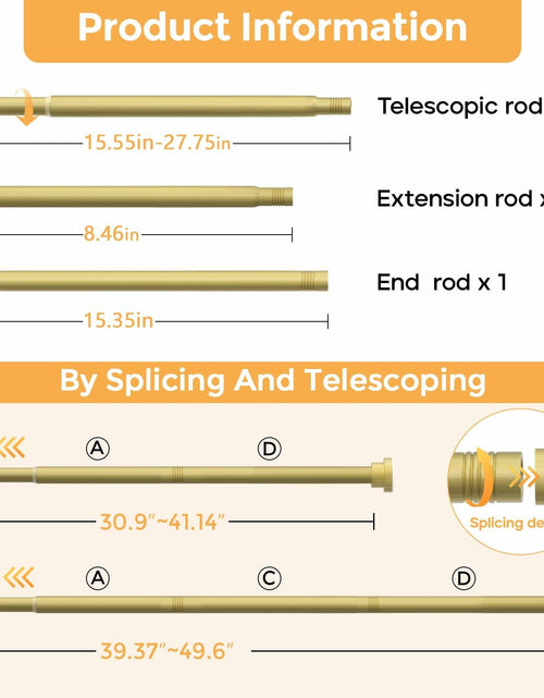 Load image into Gallery viewer, Fvonzn Adjustable Gold Shower Curtain Rod 28-48in Non-Slip High Carbon Steel
