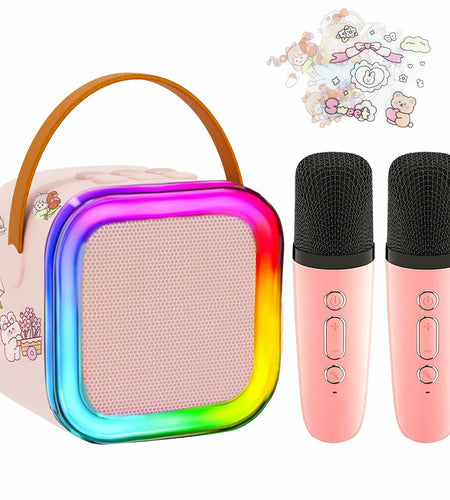 [Like New] KBG Mini Karaoke Machine Kids Bluetooth Speaker 2 Wireless Mics Black