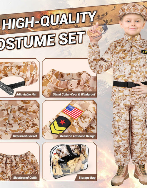 Load image into Gallery viewer, deAO Army Soldier Dress Up Costume Set with Helmet Yellow Size M
